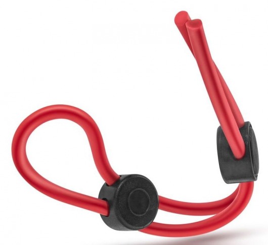 Красное силиконовое лассо на пенис с двумя утяжками Silicone Double Loop Cock Ring - Blush Novelties - в Санкт-Петербурге купить с доставкой