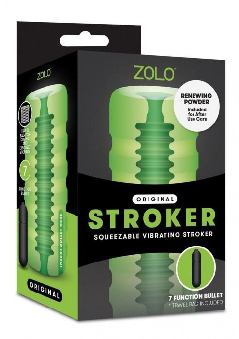 Зеленый мастурбатор с вибрацией Zolo Original Squeezable Vibrating Stroker - Zolo - в Санкт-Петербурге купить с доставкой