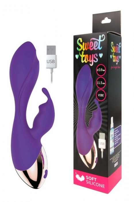 Фиолетовый вибратор с клиторальным зайчиком - Bior toys