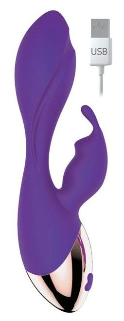 Фиолетовый вибратор с клиторальным зайчиком - Bior toys