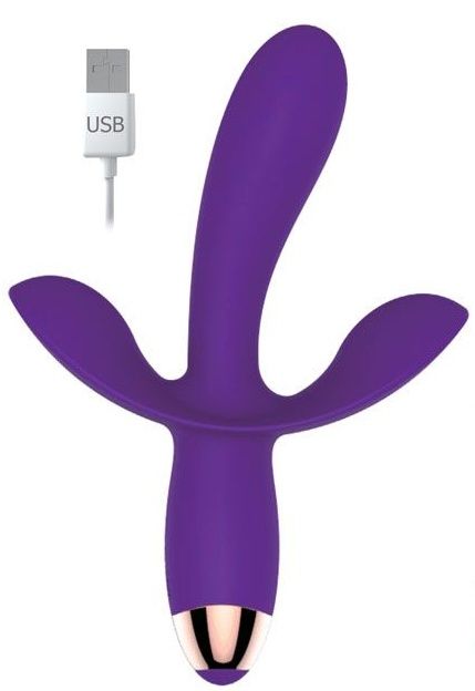 Фиолетовый вибратор с двумя отростками - Bior toys