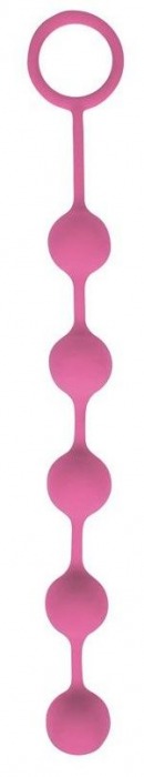 Розовая анальная цепочка с металлическими шариками - 25 см. - Bior toys