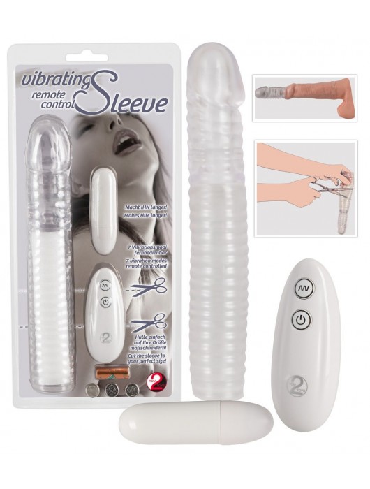 Прозрачная рифленая вибронасадка Vibrating Sleeve - 22,5 см. - Orion - в Санкт-Петербурге купить с доставкой