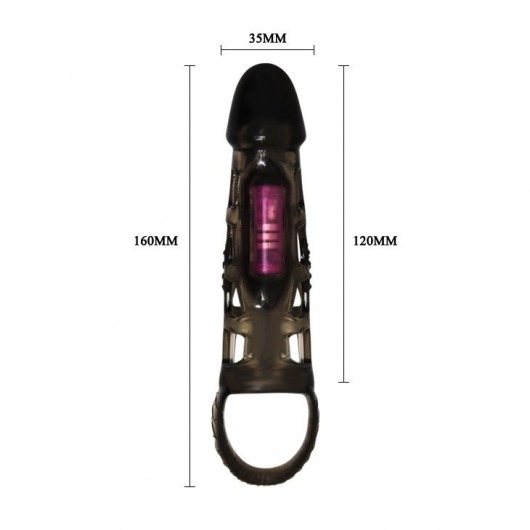 Черная вибронасадка с петлей для мошонки - 16 см. - Bior toys - в Санкт-Петербурге купить с доставкой