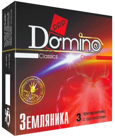 Ароматизированные презервативы Domino  Земляника  - 3 шт. - Domino - купить с доставкой в Санкт-Петербурге