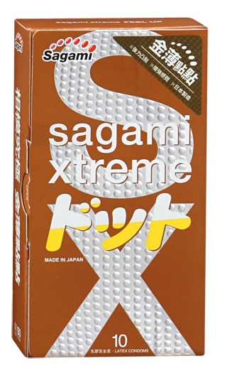 Презервативы Sagami Xtreme FEEL UP с точечной текстурой и линиями прилегания - 10 шт. - Sagami - купить с доставкой в Санкт-Петербурге