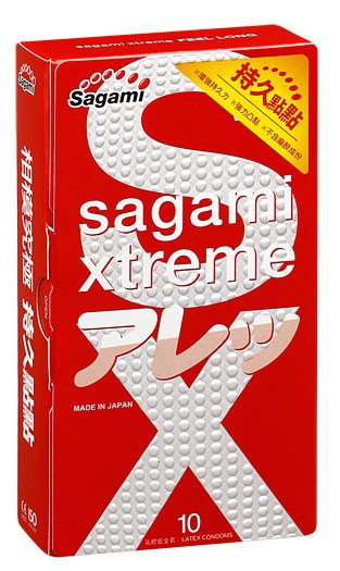 Утолщенные презервативы Sagami Xtreme Feel Long с точками - 10 шт. - Sagami - купить с доставкой в Санкт-Петербурге
