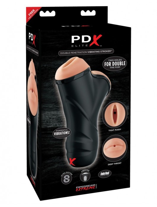 Мастурбатор в колбе с двумя тоннелями Double Penetration Vibrating Stroker - Pipedream - в Санкт-Петербурге купить с доставкой