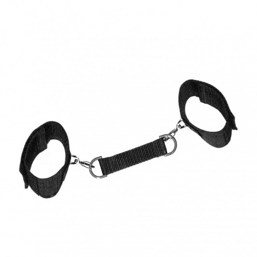 Черные наручники на липучках с креплением на карабинах - Джага-Джага - купить с доставкой в Санкт-Петербурге