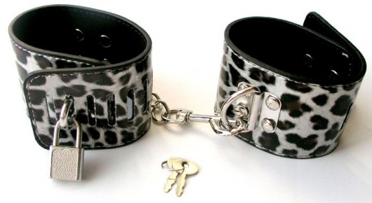 Леопардовые наручники на металлической сцепке с замком - Bior toys - купить с доставкой в Санкт-Петербурге
