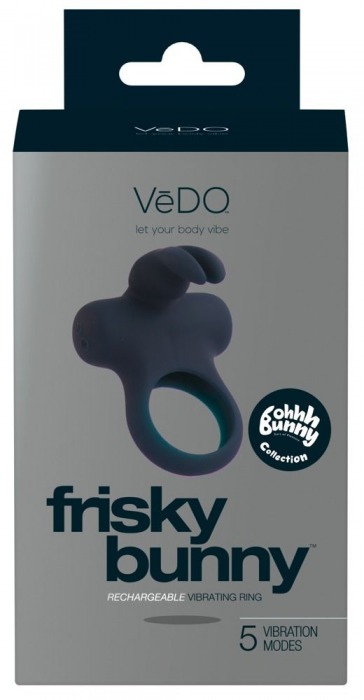 Чёрное эрекционное перезаряжаемое виброкольцо VeDO Frisky Bunny - VeDO - в Санкт-Петербурге купить с доставкой
