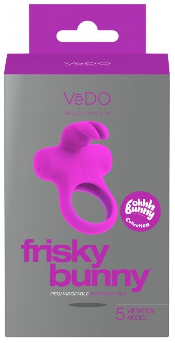 Лиловое эрекционное перезаряжаемое виброкольцо VeDO Frisky Bunny - VeDO - в Санкт-Петербурге купить с доставкой