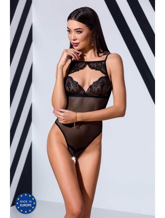 Пикантное полупрозрачное контактное боди Veronique с кружевной вышивкой - Passion купить с доставкой