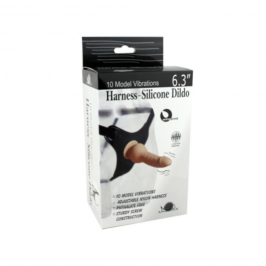 Розовый страпон 10 Mode Vibrations 6.3  Harness Silicone Dildo - 15,5 см. - Howells - купить с доставкой в Санкт-Петербурге