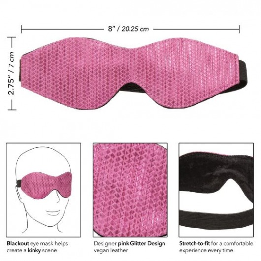 Розово-черная маска на резинке Tickle Me Pink Eye Mask - California Exotic Novelties - купить с доставкой в Санкт-Петербурге