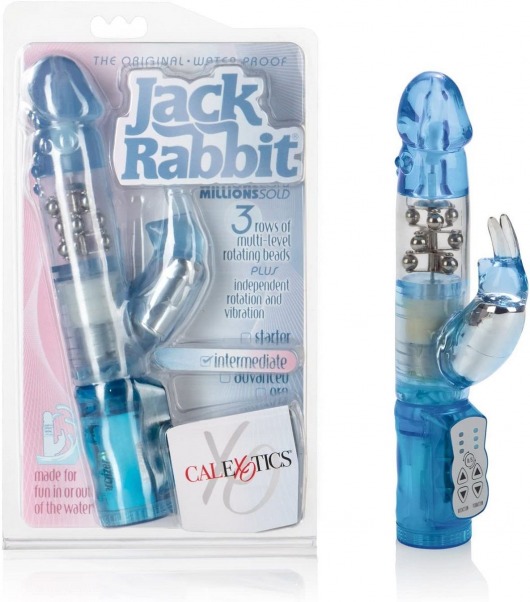 Голубой вибромассажер-кролик Waterproof Jack Rabbit - 24 см. - California Exotic Novelties