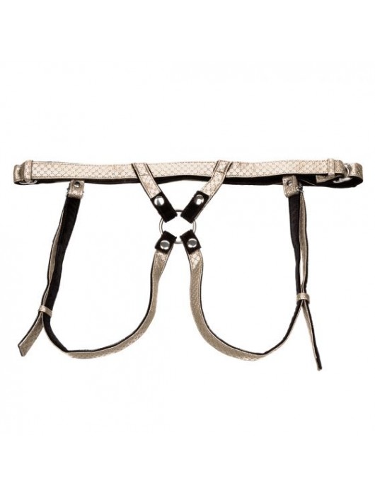 Золотистые трусики для фиксации насадок The Regal Duchess - California Exotic Novelties - купить с доставкой в Санкт-Петербурге