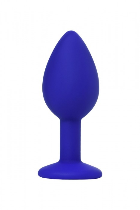 Синяя силиконовая анальная пробка Brilliant с прозрачным кристалллом - 7 см. - ToyFa - купить с доставкой в Санкт-Петербурге