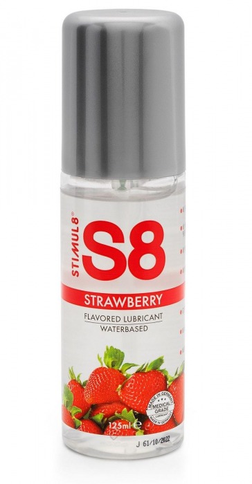 Смазка на водной основе S8 Flavored Lube со вкусом клубники - 125 мл. - Stimul8 - купить с доставкой в Санкт-Петербурге