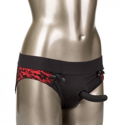 Красно-черные страпон-трусики Pegging Panty Set - размер L-XL - California Exotic Novelties - купить с доставкой в Санкт-Петербурге
