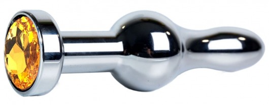Серебристая каплевидная анальная пробка с оранжевым кристаллом - 10,5 см. - Vandersex - купить с доставкой в Санкт-Петербурге