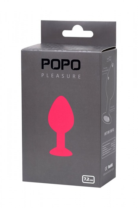 Розовая коническая анальная пробка с прозрачным кристаллом - 7,2 см. - POPO Pleasure - купить с доставкой в Санкт-Петербурге