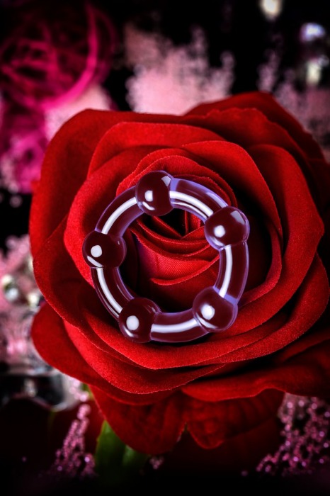 Фиолетовое эрекционное кольцо на пенис с бусинами - Штучки-дрючки - в Санкт-Петербурге купить с доставкой