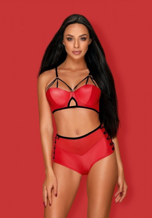 Пикантный комплект белья Leatheria - Obsessive купить с доставкой