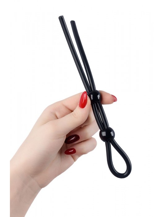 Черное лассо на пенис с двумя бусинами - A-toys - в Санкт-Петербурге купить с доставкой