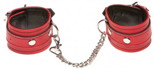 Красные кожаные наручники X-Play - Allure Lingerie - купить с доставкой в Санкт-Петербурге