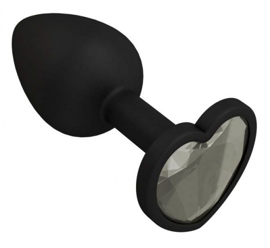 Черная силиконовая пробка с прозрачным кристаллом - 7,3 см. - Джага-Джага - купить с доставкой в Санкт-Петербурге