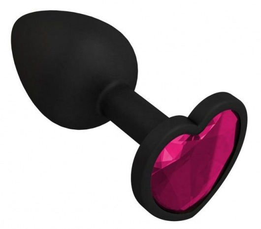 Черная силиконовая пробка с малиновым кристаллом - 7,3 см. - Джага-Джага - купить с доставкой в Санкт-Петербурге