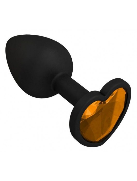 Черная силиконовая пробка с оранжевым кристаллом - 7,3 см. - Джага-Джага - купить с доставкой в Санкт-Петербурге