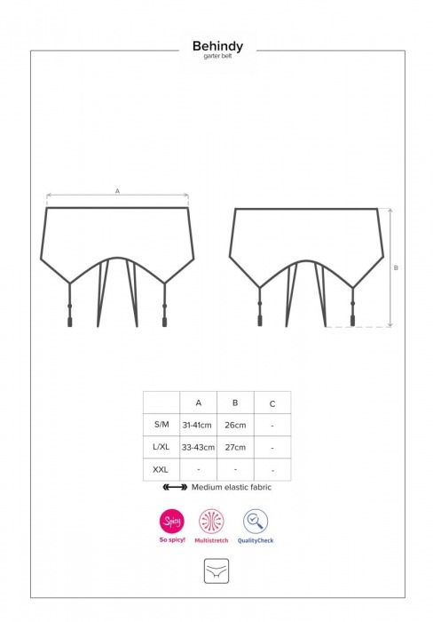 Кружевные трусики-пояс Behindy с пажами - Obsessive купить с доставкой