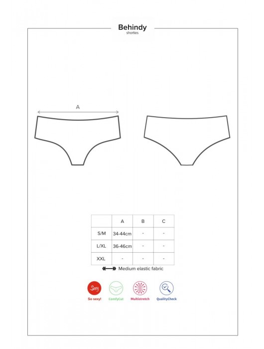 Изящные трусики-шортики Behindy - Obsessive купить с доставкой
