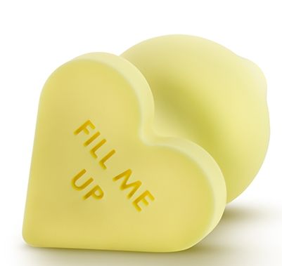 Желтая анальная пробка с основанием-сердечком Naughtier Candy Heart Fill Me Up - 8,9 см. - Blush Novelties - купить с доставкой в Санкт-Петербурге