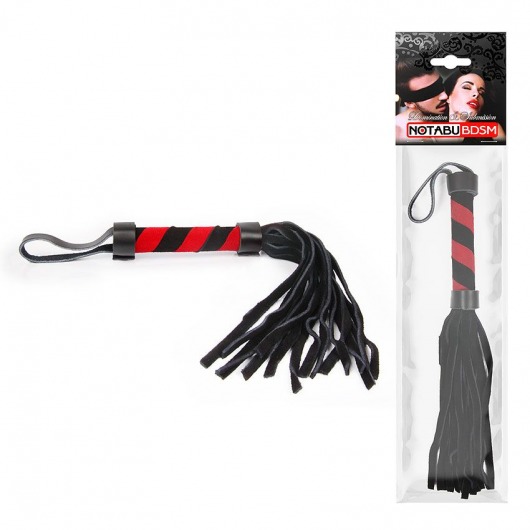 Черно-красная многохвостая плеть с петлей - 27 см. - Bior toys - купить с доставкой в Санкт-Петербурге