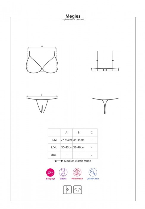 Соблазнительный комплект белья Megies с интимным доступом - Obsessive купить с доставкой