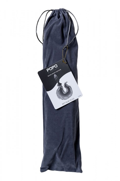 Черная анальная втулка с фиолетово-белым хвостиком - размер M - POPO Pleasure