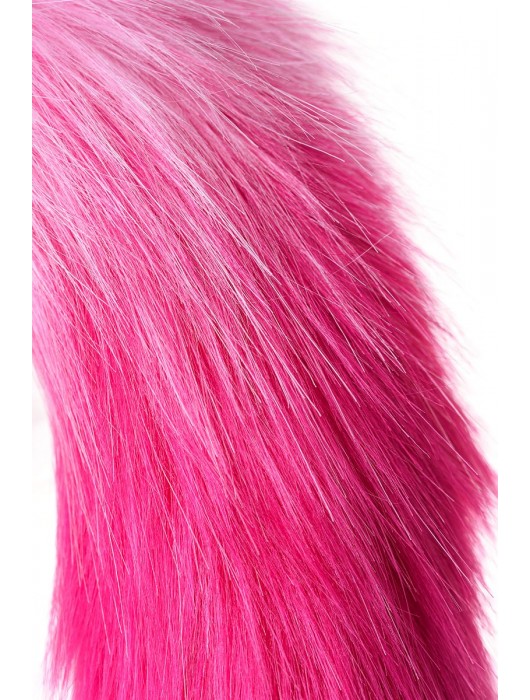 Серебристая анальная втулка с бело-розовым хвостом - размер S - ToyFa - купить с доставкой в Санкт-Петербурге