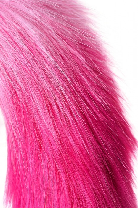 Серебристая анальная втулка с бело-розовым хвостом - размер M - ToyFa - купить с доставкой в Санкт-Петербурге