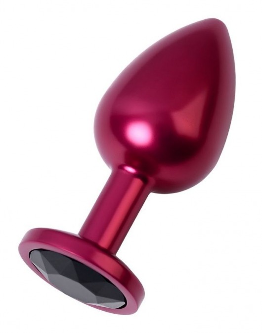 Красный анальный плаг с кристаллом черного цвета - 8,2 см. - ToyFa - купить с доставкой в Санкт-Петербурге