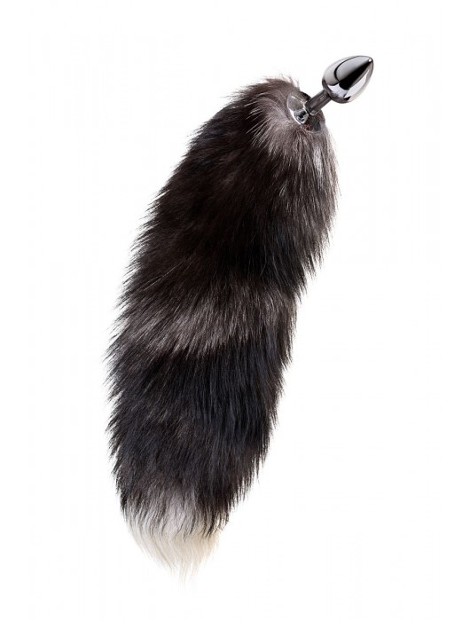 Серебристая металлическая анальная втулка с хвостом чернобурой лисы - размер S - ToyFa - купить с доставкой в Санкт-Петербурге