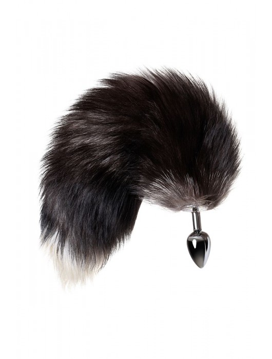 Серебристая металлическая анальная втулка с хвостом чернобурой лисы - размер S - ToyFa - купить с доставкой в Санкт-Петербурге