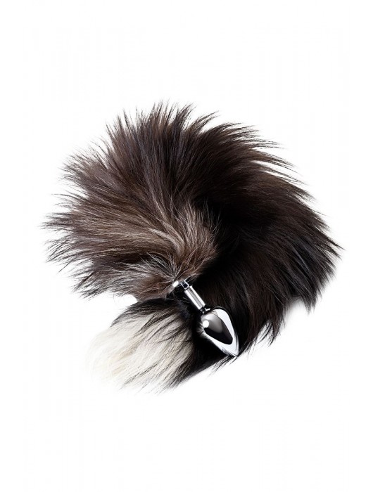 Серебристая металлическая анальная втулка с хвостом чернобурой лисы - размер S - ToyFa - купить с доставкой в Санкт-Петербурге