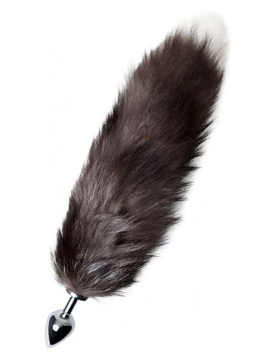 Серебристая металлическая анальная втулка с хвостом чернобурой лисы - размер S - ToyFa - купить с доставкой в Санкт-Петербурге