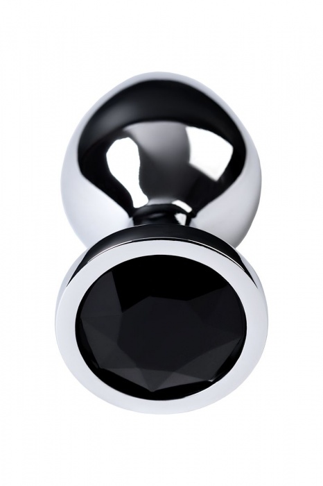 Серебристая коническая анальная пробка с черным кристаллом - 7 см. - ToyFa - купить с доставкой в Санкт-Петербурге