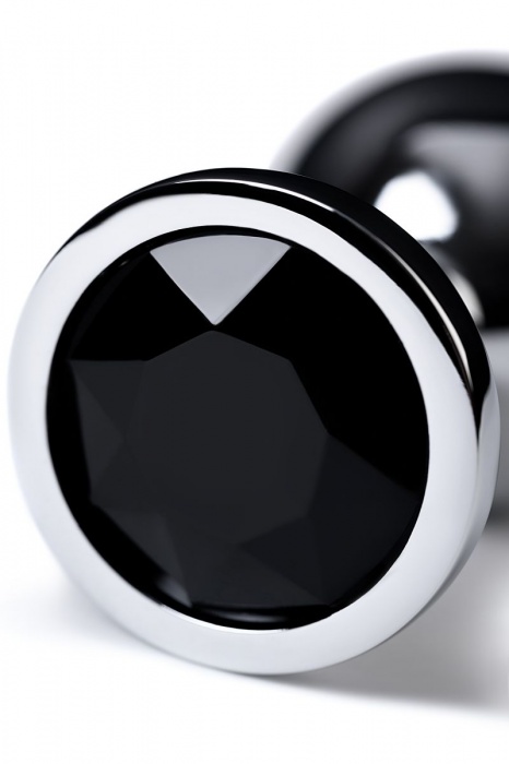 Серебристая коническая анальная пробка с черным кристаллом - 7 см. - ToyFa - купить с доставкой в Санкт-Петербурге