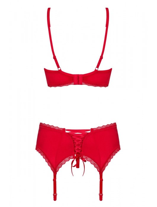 Пикантный кружевной комплект Jolierose с поясом для чулок - Obsessive купить с доставкой