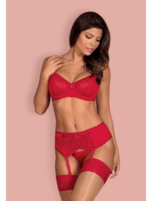 Пикантный кружевной комплект Jolierose с поясом для чулок - Obsessive купить с доставкой